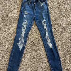 American Eagle Outfitters Blue Skinny Distressed Jeans